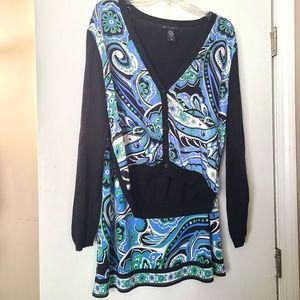 New York and Company Silk Panel Cardigan and Skirt Set